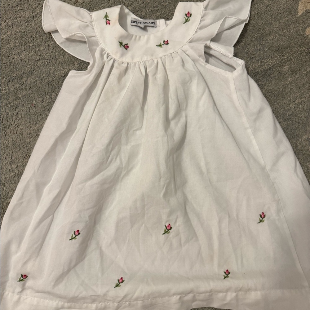 Sweet Dreams White Nightgown/Dress with Pink Floral Accents